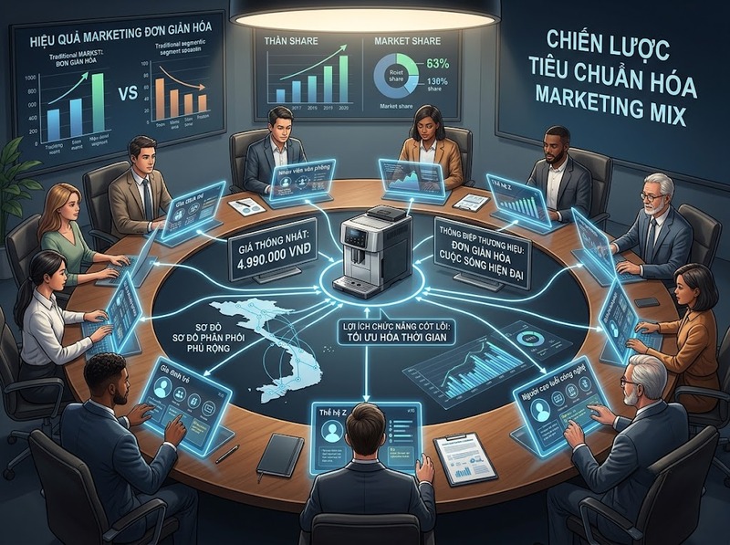 Chiến lược marketing đại trà tiếp cận thị trường bằng một đề xuất giá trị chung